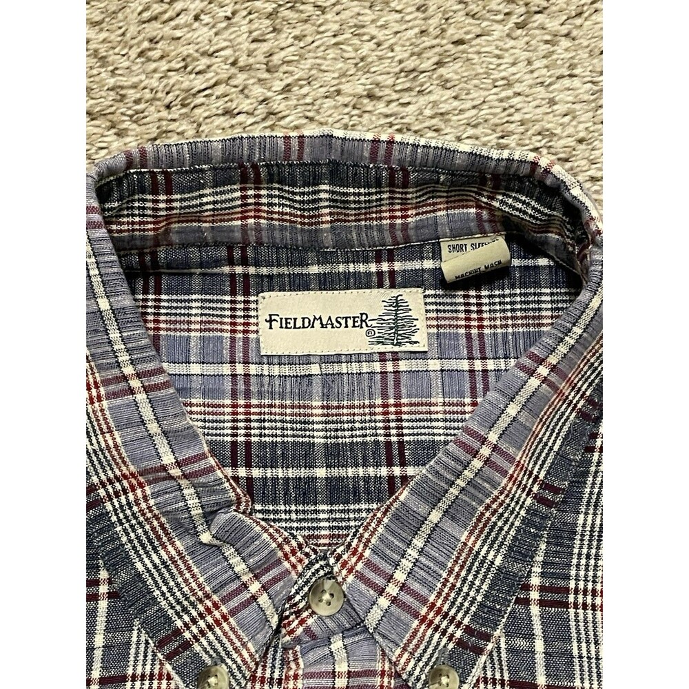 NWT Vintage Field Master Sears Flannel Shirt Brown Grey Plaid XL 100% Cotton - Picture 4 of 6
